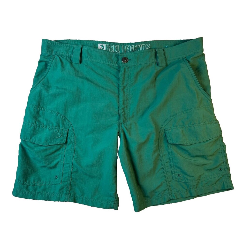 Reel Legends Mens Green Lightweight Nylon Cargo Shorts  Size 42  Outdoor Fishing